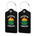This Little Light of Mine Dumpster Fire Set of 2 Durable Leather Luggage Tags Stylish Travel Gear Men Women