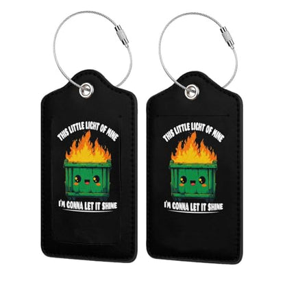 This Little Light of Mine Dumpster Fire Set of 2 Durable Leather Luggage Tags Stylish Travel Gear Men Women