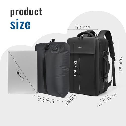 Vacpack Backpack with Vacuum, Expandable Air Vacuum Backpack for Travel,60L Compression Backpacks with Pump/USB Charging Port, Waterproof Laptop Backpack for Men/Women