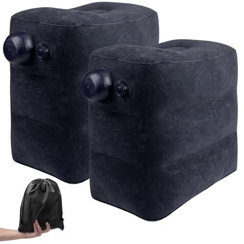 Inflatable Foot Rest Pillow for Travel,2 Pack Travel Foot Rest for Airplane Flights, Car Seat Foot Rest Pillow with Pump & Storage Bag Suitable for Office,Airplane,Train,Cars,Home (2Pack Navy) - color: 2pack Navy
