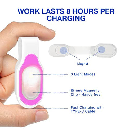 Nursing Night Light Clip on Rechargeable NightShift Nurse Light Hands Free LED Flashlights Running Lights for Walking Running Pets Outdoor Emergency (Pink) - color: Pink