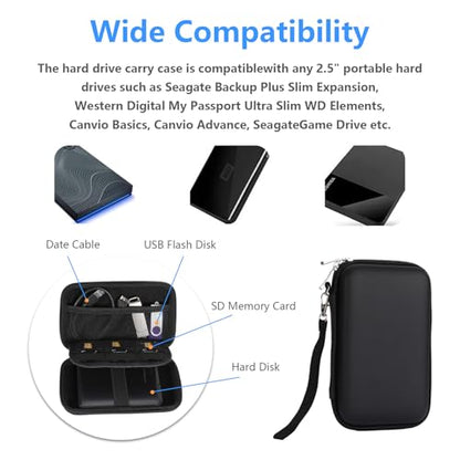 Gadget Case Waterproof Double Layers All-in-One Designed for External Hard Drive,USB Flash Drives,SD Card,Power Banks with Hand Strap (Black) - color: Black