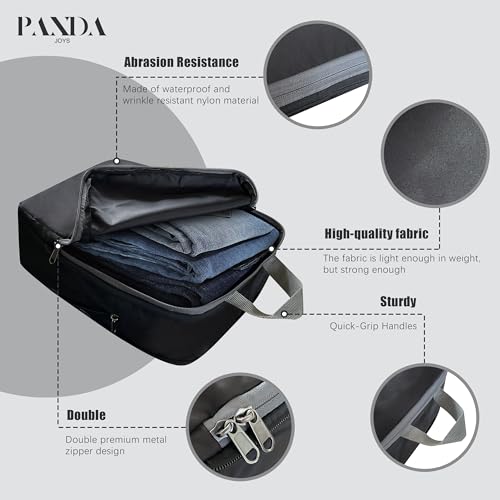 PANDA JOYS 4 Set Compression Packing Cubes Travel - Travel Accessories Expandable Packing Organizers for Carry On - Essentials Luggage Bags - Black - color: Black