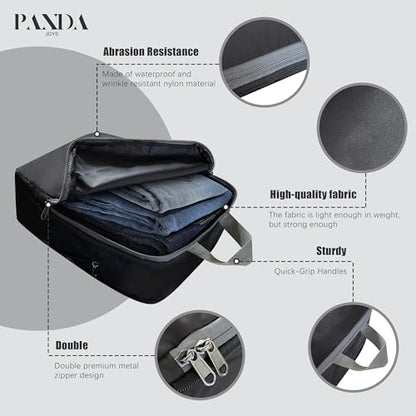 PANDA JOYS 4 Set Compression Packing Cubes Travel - Travel Accessories Expandable Packing Organizers for Carry On - Essentials Luggage Bags - Black - color: Black