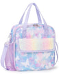 Butterfly Pattern Kids Lunch Bag with Adjustable Shoulder Strap Keeps Food Hot or Cold 5L Capacity Side Water-bottle Holder Waterproof Toddler Insulated Lunchbox for School Travel Picnic - color: Butterflies