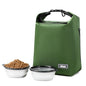 Dog Food Travel Bag with 2PCS Collapsible Dog Travel Bowls Air Tight Dog Food Storage Container(Green, Small) - color: Green, size: 12L