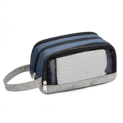 Yeiotsy Men's Travel Toiletry Bag – Small Dopp Kit with Mesh Pockets & 3 Compartments, Durable Shaving Organizer for Gym, Camping & Weekend Trips - color: Dark Blue