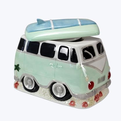 Young's Inc. Ceramic Cookie Jar - Cute Kitchen Counter Storage Canister with Lid - Perfect for Cookies, Coffee, Tea, Candy, Dog Treats, and More - Camper Van - Green, White, Blue - color: Green, White, Blue