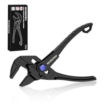 WORKPRO Mini Pliers Wrench, 4-Inch Smooth Jaw Plier, High-Toughness Alloy Steel Adjustable Wrench Pliers with Smooth Parallel Jaws, Anti-Rust Coating, EDC Plier for Tight Spaces & Versatile Use - color: Black