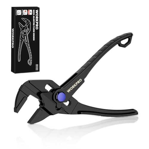 WORKPRO Mini Pliers Wrench, 4-Inch Smooth Jaw Plier, High-Toughness Alloy Steel Adjustable Wrench Pliers with Smooth Parallel Jaws, Anti-Rust Coating, EDC Plier for Tight Spaces & Versatile Use - color: Black