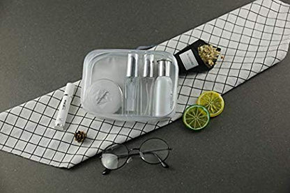 BEFORYOU 6 Pack Clear Toiletry Carry Pouch with Zipper Portable Plastic Waterproof Cosmetic Bag TSA Approved for Vacation Travel Bathroom and Organizing (White, Small) - size: Small bags only