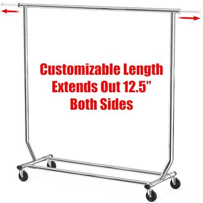 Simple Houseware Supreme Commercial Grade Clothing Garment Rack, Holds Up to 250 lbs, 50 to 75 Inches Extendable Rod, Chrome - color: Chrome, size: Commercial Grade