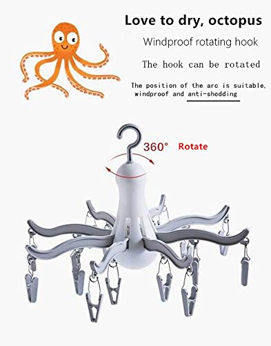 Foldable Clip and Drip Hanger/Hanging Drying Rack - 16 Clips Socks Drying Rack for Drying Underwear Clothes,Socks,Bras,Towel,Pants,Hat,Grey