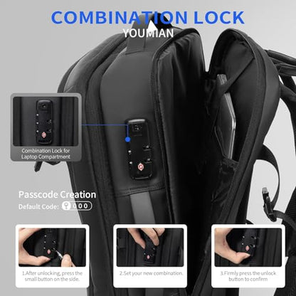 Vacuum laptop bag Compression Backpack Expandable, TSA-Approved Carry-On Water-Resistant Design for Travel with air pump (Built in pump, Large) - color: Built in Pump