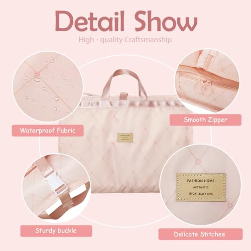 Hanging Packing Cube, Foldable Travel Organizer, Waterproof, Machine Washable, Fits 20" Carry-on, Expandable Packing Cube for Suitcase or Backpack (Pink)