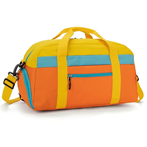 Kids Duffle Bag for Boys or Girls, Fit Sports Practice, or Overnight Travel Weekend (Orange) - color: Orange