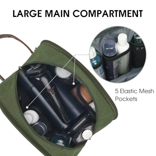 WANDF Travel Toiletry Bag for Men Large Toiletries Shaving Bag Water Resistant Hanging Dopp Kit Travel Accessories Bag for Women Men (Green) - color: Green