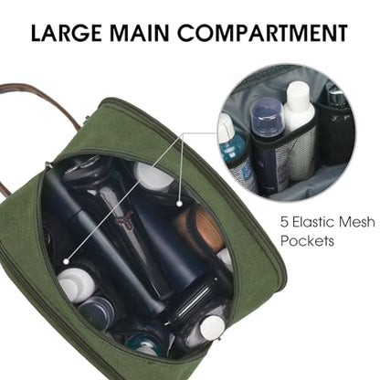 WANDF Travel Toiletry Bag for Men Large Toiletries Shaving Bag Water Resistant Hanging Dopp Kit Travel Accessories Bag for Women Men (Green) - color: Green
