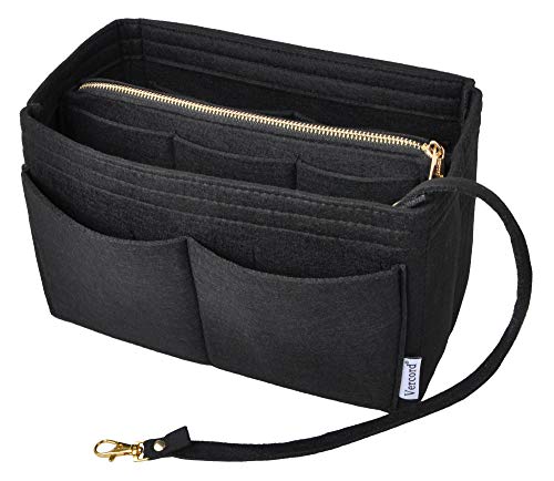 Vercord Felt Organizer Insert For Purse Handbag Tote Bag In Bag Inside Shaper Divider Neo Black Medium - color: A Black, size: Medium