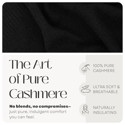 Velanio Cashmere 100% Cashmere Knitted Wrap Pashmina Shawl Extra Large Scarf Stole for Women Travel - color: Black