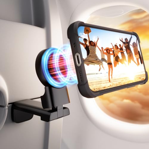 Klearlook for Magsafe Airplane Phone Holder for Flying, Hands-Free 360° Rotation for MagSafe Accessories, Magnetic Holder for iPhone 12-17, for Women - color: Magsafe-Black