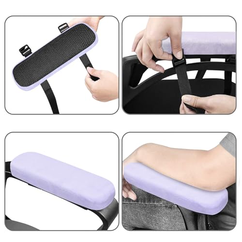 MOSISO Chair Armrest Pads (2 Pack), Memory Foam Home/Office Chair Arm Rest Covers Comfy Computer Gaming Elbow Cushion Removable Washable Elbow Support Forearm Pressure Relief, Purple - color: Purple
