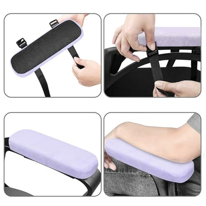 MOSISO Chair Armrest Pads (2 Pack), Memory Foam Home/Office Chair Arm Rest Covers Comfy Computer Gaming Elbow Cushion Removable Washable Elbow Support Forearm Pressure Relief, Purple - color: Purple