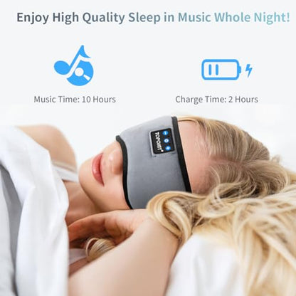 TOPOINT Sleep Mask with Headphones Bluetooth 5.4 Wireless, Sleep Headphones Earphones Earbuds with Microphone HD Speakers Music, Blackout Eye Mask for Sleeping Travel Meditation Men Women Cool Gadgets - color: Dark Grey, style: Ample Velvet