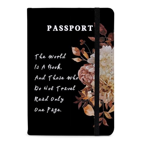 Passport Book Holder Passport Wallet for Children Passport Holder for Kid Passport Cover for Boy and Girl Passport Case Passport Books Holder 1 PCS Mother's Day (6x4IN) - color: Black Flower-1pcs