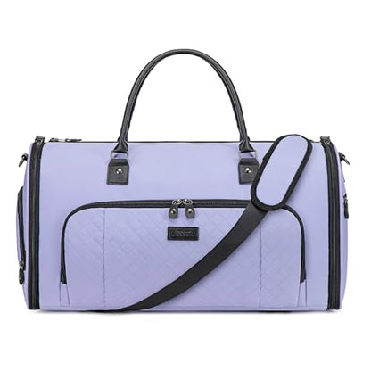 Vessgra Garment Bag for Airplane Travel, Carry On Garment Duffle Bags for Women, 2 in 1 Travel Suit Bag with Shoes Compartment Carry on Bag Hanging Garment Bag Travel with Shoulder Strap,Purple - color: Purple