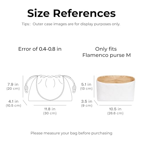 Purse Organizer Insert for LOEWE Flamenco Purse M Handbag,Custom Fit Inside Premium Vanile Lightweight WaterResistant Tote Bag Insert with Cup Holder Accessories - color: Vanile, size: Fits-Flamenco Purse M
