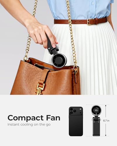 Portable Handheld Turbo Fan - 5 Gear High Speed 4000mAh Rechargeable Mini Personal Hand Fan Blow Cold Air, Battery Operated Travel Essentials, Beach Vacation, Gifts for Women, Men (Black) - color: Black