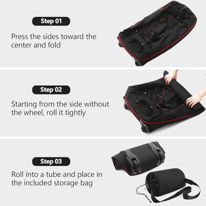 Bagenerous 110L/140L Expandable Soft-Sided Foldable Duffle Bag with 2 Rubber Wheels,Packable 32” Rolling Carry-On with Multi-Pockets & Compartments,Black Red - color: Black Red