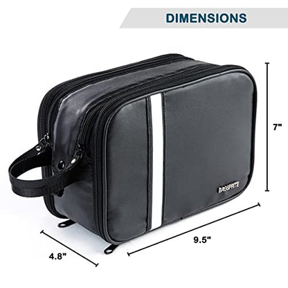 BAGSPRITE Large Toiletry Bag for Men, Women Travel Bag with Hanging Hook, Water-resistant Makeup Cosmetic Bag Shaving Kit Organizer, Bathroom Bag for Traveling - color: Black White