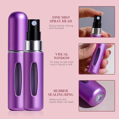JPNK 24 Pcs Mini Refillable Perfume Portable Atomizer Bottles Travel Size Spray Refillable Refill Bottle 5 ml with Travel and Outgoing Bag