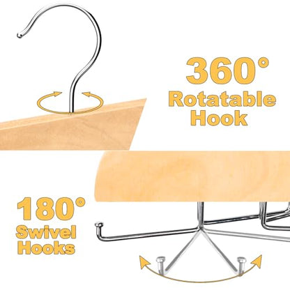 Resovo Tank Top Hanger with Premium Wood, 20 Large Capacity, Space Saving,360 Degree Rotating, Foldable Metal Hooks, Tank Tops - color: Wood
