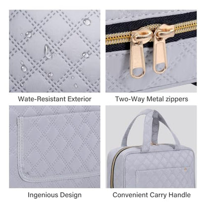 Hanging Toiletry Bag for Women Cosmetic Toiletries Travel Bag, Grey - color: Grey