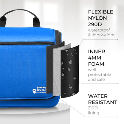 Travel Toiletry Bag for Men and Women - (10.6”x10.6”x3.2”) Large Hanging Toiletry Organizer - Waterproof Hygiene Bag with Metal XXL Swivel Hook, with Sturdy Zippers and 19 Compartments for Toiletries - color: L Light Blue