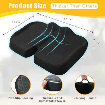 Stadium Seat Cushion, Extra Thick 50D High-Density Bleacher Cushion with Carry Handle, Non-Slip Water-Resistant Stadium Cushions for Bleachers & Outdoor Events(2-Pack)