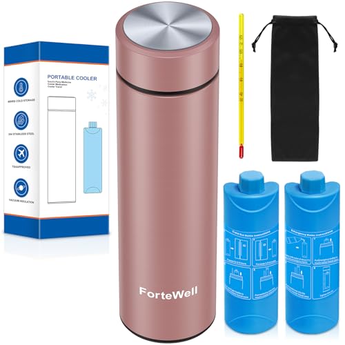 Portable Insulin Pen Cooler Travel Case – 60H Insulin Travel Case for Diabetes Care – Lightweight TSA Approved Medication Cooler with Cold Gel Bottle & Travel-Ready Design (Rose Pink) - color: Rose Gold