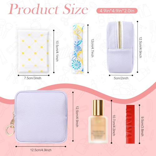 4.9" Small Makeup Bag for Purse, PU Leather Mini Cosmetic Bag with Ring Buckle, Portable Small Makeup Travel Toiletry Pouches for Women, Birthday/Wedding/Christmas Gifts (Metal) - color: Metal-4.9 inch