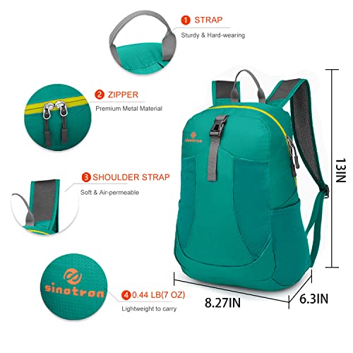 sinotron 22L Lightweight Packable Hiking Backpack, Small Hiking Backpack Day Pack for Women Men Travel Camping Vacation - color: Light Green