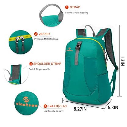 sinotron 22L Lightweight Packable Hiking Backpack, Small Hiking Backpack Day Pack for Women Men Travel Camping Vacation - color: Light Green