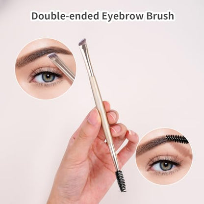 MAANGE Makeup Brush Set 19 PCS Travel Makeup Brushes Eyeshaowder Powder Concealers Foundation Professional Make Up Brush Set with Case (Gold) - color: Gold