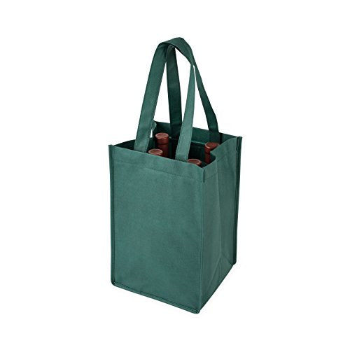 True Wine Tote Bag, 4 Bottle Wine Carrier, Wine Carrier Tote Bag with Dividers, Reusable Wine Bags, Wine Bottle Carrier Tote - color: Green