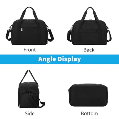 Apenze Small Gym Bag 14 inch lightweight Carry On Mini Duffel Bag with Shoe Compartment for Travel Sport - Black - color: Black