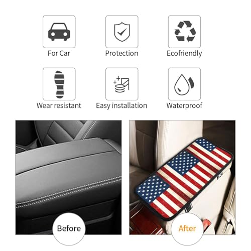 Center Console Cushion Pad Red Blue White American Flag, Universal Car Armrest Cover, Breathable Seat Protector - color: Picture (604)