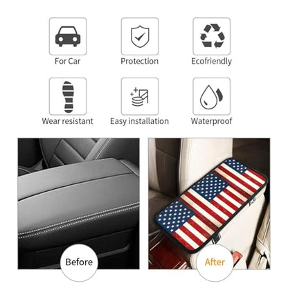 Center Console Cushion Pad Red Blue White American Flag, Universal Car Armrest Cover, Breathable Seat Protector - color: Picture (604)