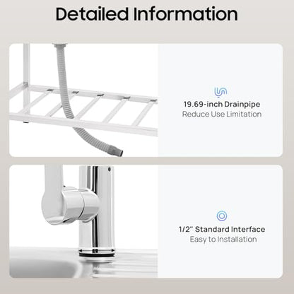 Outdoor Utility Sink,Free Standing Stainless Steel Laundry Tub, Single Bowl Portable Washing Hand Basin Station,with Cleaning Table&Storage Shelves for Garage, Restaurant, Kitchen,Camping, Backyard