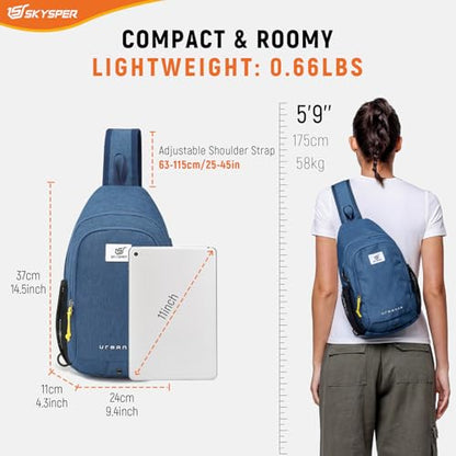 SKYSPER Sling Bag Anti Theft Crossbody Bag RFID Lightweight Travel Shoulder Chest Bag for Hiking Walking - color: Blue